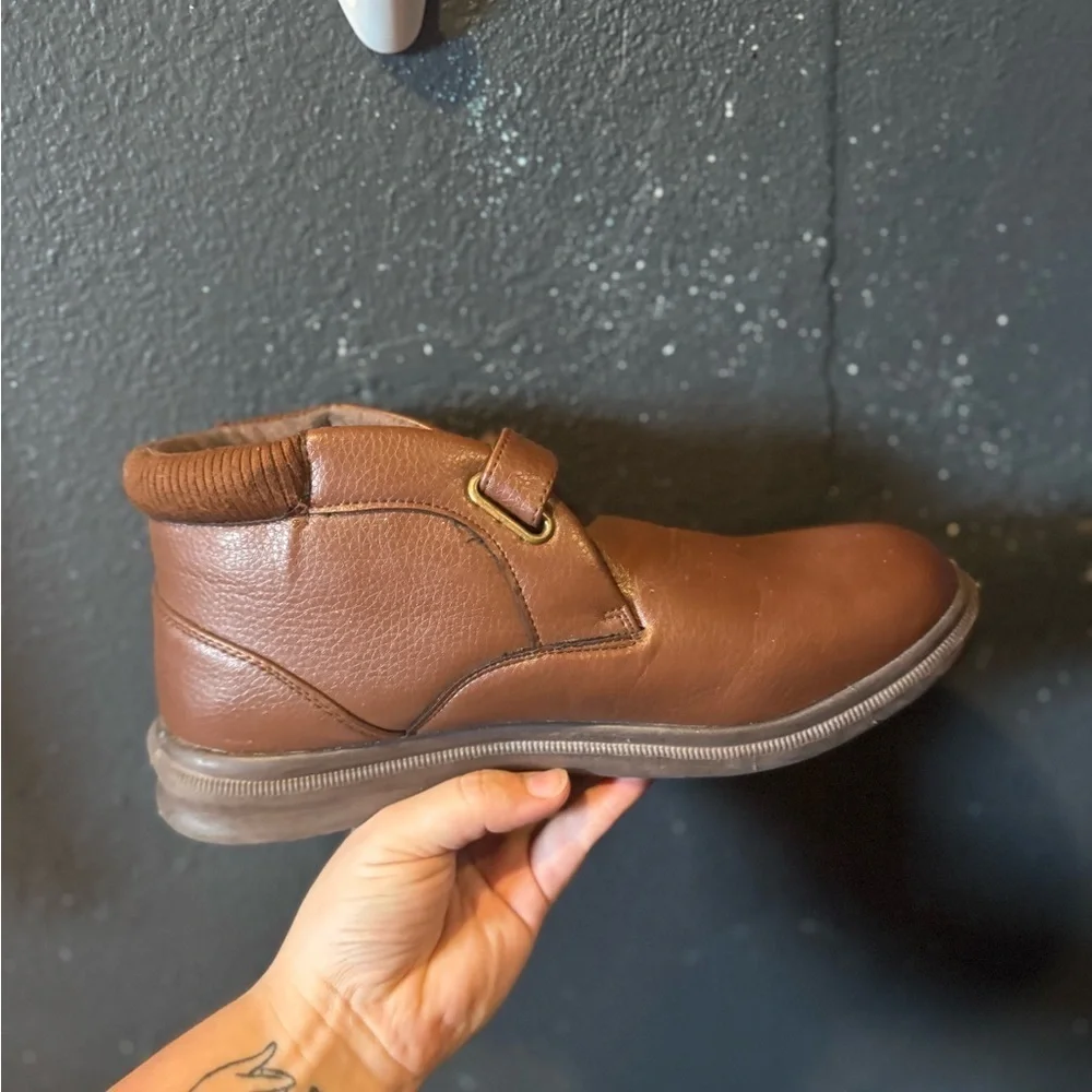 Men's Totes Brown Leather Chukka Boots with Strap